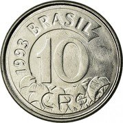 Brazil 10 Cruzeiros Reais Tamandua 1993 KM# 628 BRASIL 1993 10 CR$ coin obverse