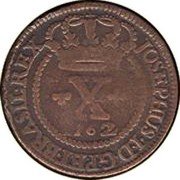 Brazil 10 Reis Jose I 1762 B KM# 165.2 JOSEPHUS I D G P ET BRASIL REX X 1762 coin obverse Brazil 10 Reis Jose I 1762 B KM# 165.2 JOSEPHUS I D G P ET BRASIL REX X 1762 coin obverse