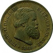 Brazil 10 Reis Pedro II 1868 KM# 473 PETRUS II D. G. C. IMP. ET PERP. BRAS. DEF. C. L. 1868* coin obverse Brazil 10 Reis Pedro II 1868 KM# 473 PETRUS II D. G. C. IMP. ET PERP. BRAS. DEF. C. L. 1868* coin obverse