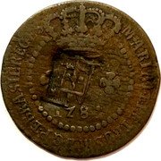 Brazil 10 Reis Joao Countermarked Coin ND (1809) Host Date 1781 KM# 263 MARIA I E PETRUS III D G P E BRASIL REGES 1781 coin obverse Brazil 10 Reis Joao Countermarked Coin ND (1809) Host Date 1781 KM# 263 MARIA I E PETRUS III D G P E BRASIL REGES 1781 coin obverse