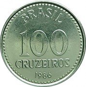 Brazil 100 Cruzeiros National Arms 1986 KM# 595 BRASIL 100 CRUZEIROS 1985 coin reverse Brazil 100 Cruzeiros National Arms 1986 KM# 595 BRASIL 100 CRUZEIROS 1985 coin reverse