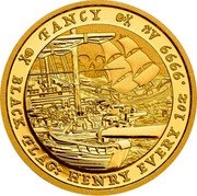 Tuvalu 100 Dollars Fancy 2023 P BU FANCY P LB BLACK FLAG: HENRY EVERY 1OZ .9999 AU coin reverse