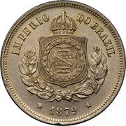 Brazil 100 Reis Pedro II 1879 KM# 477 IMPERIO DO BRAZIL 1884 coin obverse Brazil 100 Reis Pedro II 1879 KM# 477 IMPERIO DO BRAZIL 1884 coin obverse