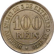 Brazil 100 Reis Pedro II 1879 KM# 477 DECRETO N°. 1817 DE 3 DE SETEMBRO DE 1870 100 RÉIS coin reverse Brazil 100 Reis Pedro II 1879 KM# 477 DECRETO N°. 1817 DE 3 DE SETEMBRO DE 1870 100 RÉIS coin reverse