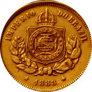 Brazil 100 Reis Pedro II 1888 KM# 483 IMPERIO DO BRAZIL 1889 coin obverse Brazil 100 Reis Pedro II 1888 KM# 483 IMPERIO DO BRAZIL 1889 coin obverse