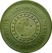 Brazil 100 Reis Stars. Republic 1898 KM# 492 REPUBLICA DOS ESTADOS UNIDOS DO BRAZIL F. C. 1889 coin obverse Brazil 100 Reis Stars. Republic 1898 KM# 492 REPUBLICA DOS ESTADOS UNIDOS DO BRAZIL F. C. 1889 coin obverse