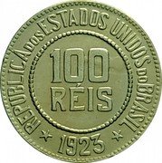 Brazil 100 Reis Liberty. Republic 1923 KM# 518 REPUBLICA DOS ESTADOS UNIDOS DO BRASIL 100 RÉIS 1935 coin obverse Brazil 100 Reis Liberty. Republic 1923 KM# 518 REPUBLICA DOS ESTADOS UNIDOS DO BRASIL 100 RÉIS 1935 coin obverse