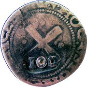 Brazil 100 Reis Joao IV Countermarked Coin ND (1663) KM# 27 IN HOC SIGNO VINCES coin reverse Brazil 100 Reis Joao IV Countermarked Coin ND (1663) KM# 27 IN HOC SIGNO VINCES coin reverse