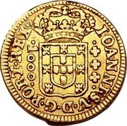 Brazil 1000 Reis Joao V 1749 Obverse normal D in D. G. KM# 161 IOANNES.V.D.G.PORT.REX 1000 coin obverse Brazil 1000 Reis Joao V 1749 Obverse normal D in D. G. KM# 161 IOANNES.V.D.G.PORT.REX 1000 coin obverse