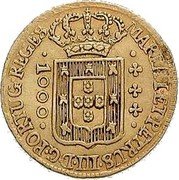 Brazil 1000 Reis Maria I and Pedro III 1781 KM# 208 MARIA I ET PETRUS III D G PORTUG REGES 1000 coin obverse Brazil 1000 Reis Maria I and Pedro III 1781 KM# 208 MARIA I ET PETRUS III D G PORTUG REGES 1000 coin obverse