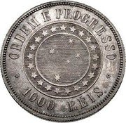 Brazil 1000 Reis Liberty. Republic 1889 KM# 495 ORDEM E PROGRESSO 1000 RÉIS coin reverse Brazil 1000 Reis Liberty. Republic 1889 KM# 495 ORDEM E PROGRESSO 1000 RÉIS coin reverse