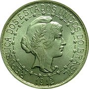 Brazil 1000 Reis Liberty. Republic 1912 KM# 510 REPUBLICA DOS ESTADOS UNIDOS DO BRASIL 1912 coin obverse Brazil 1000 Reis Liberty. Republic 1912 KM# 510 REPUBLICA DOS ESTADOS UNIDOS DO BRASIL 1912 coin obverse