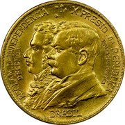 Brazil 1000 Reis First Centenary of Independence of Brazil 1922 KM# 522.1 ACCLAM. DA INDEPENDENCIA X. PRESID. DA REPUBLICA D.PEDRO I. EPITACIO PESSOA BRASIL coin obverse Brazil 1000 Reis First Centenary of Independence of Brazil 1922 KM# 522.1 ACCLAM. DA INDEPENDENCIA X. PRESID. DA REPUBLICA D.PEDRO I. EPITACIO PESSOA BRASIL coin obverse