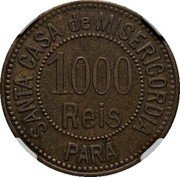 Brazil 1000 Reis Santa Casa de Misericordia. Leprosarium Coinage ND (1920) KM# L9 1.000 REIS SANTA CASA DE MISERICORDIA PARA coin obverse Brazil 1000 Reis Santa Casa de Misericordia. Leprosarium Coinage ND (1920) KM# L9 1.000 REIS SANTA CASA DE MISERICORDIA PARA coin obverse