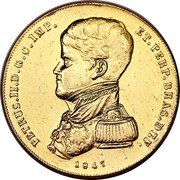Brazil 10000 Reis Pedro II 1847 KM# 457 PETRUS. II. D. G. C. IMP. ET. PERP. BRAS. DEF. 1847 coin obverse Brazil 10000 Reis Pedro II 1847 KM# 457 PETRUS. II. D. G. C. IMP. ET. PERP. BRAS. DEF. 1847 coin obverse