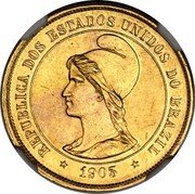 Brazil 10000 Reis Liberty. Republic 1903 KM# 496 REPUBLICA DOS ESTADOS UNIDOS DO BRAZIL 1889 coin obverse Brazil 10000 Reis Liberty. Republic 1903 KM# 496 REPUBLICA DOS ESTADOS UNIDOS DO BRAZIL 1889 coin obverse