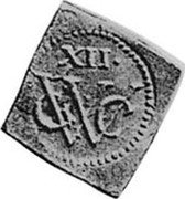 Brazil 12 Florin Occupation Coinage 1646 KM# 7.2 XII GWC coin obverse Brazil 12 Florin Occupation Coinage 1646 KM# 7.2 XII GWC coin obverse