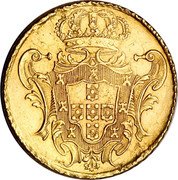 Brazil 12800 Reis Joao V 1730 B Herit. Long Beach , 5-09, choice EX - $26,000. KM# 141 coin reverse Brazil 12800 Reis Joao V 1730 B Herit. Long Beach , 5-09, choice EX - $26,000. KM# 141 coin reverse
