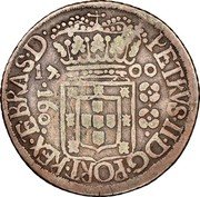 Brazil 160 Reis Peter II 1700 P KM# 88.2 PETRVS II D G PORT REX BRAS D 17 00 160 coin obverse Brazil 160 Reis Peter II 1700 P KM# 88.2 PETRVS II D G PORT REX BRAS D 17 00 160 coin obverse