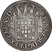 Brazil 160 Reis Joao V 1749 R KM# 156.2 IOANNES. V. D. G. PORT. REX. ET. BRAS. D. 17 49 160 coin obverse Brazil 160 Reis Joao V 1749 R KM# 156.2 IOANNES. V. D. G. PORT. REX. ET. BRAS. D. 17 49 160 coin obverse