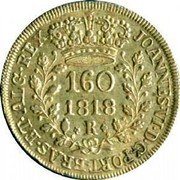 Brazil 160 Reis John VI 1818 R KM# 323.1 JOANNES VI D G PORT BRAS ET ALG REX 160 1818 R coin obverse Brazil 160 Reis John VI 1818 R KM# 323.1 JOANNES VI D G PORT BRAS ET ALG REX 160 1818 R coin obverse