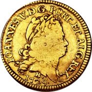 Brazil 1600 Reis Joao V 1729 B Herit. Signature 3024, F,VF - $12,500. KM# 124 IOANNES. V. D. G. PORT. ET. ALG. REX. 1727 B coin obverse Brazil 1600 Reis Joao V 1729 B Herit. Signature 3024, F,VF - $12,500. KM# 124 IOANNES. V. D. G. PORT. ET. ALG. REX. 1727 B coin obverse
