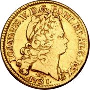 Brazil 1600 Reis Joao V 1731 M KM# 125 IOANNES. V. D. G. PORT. ET. ALG. REX. 1731 M coin obverse Brazil 1600 Reis Joao V 1731 M KM# 125 IOANNES. V. D. G. PORT. ET. ALG. REX. 1731 M coin obverse