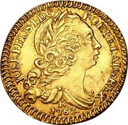 Brazil 1600 Reis Jose I 1763 R Herit. Signature 3009, AU58 - $24,000. KM# 181.2 JOSEPHUS I D G PORT ET ALG REX R. 1763 coin obverse Brazil 1600 Reis Jose I 1763 R Herit. Signature 3009, AU58 - $24,000. KM# 181.2 JOSEPHUS I D G PORT ET ALG REX R. 1763 coin obverse