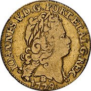 Brazil 1600 Reis Joao V 1729 B KM# 127 IOANNES. V. D. G. PORT. ET. ALG. REX. 1729 B coin obverse Brazil 1600 Reis Joao V 1729 B KM# 127 IOANNES. V. D. G. PORT. ET. ALG. REX. 1729 B coin obverse