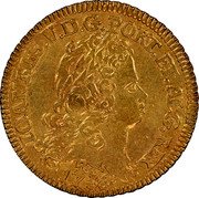 Brazil 1600 Reis Joao V 1736 R KM# 154 IOANNES. V. D. G. PORT. ET. ALG. REX. 1736 R coin obverse Brazil 1600 Reis Joao V 1736 R KM# 154 IOANNES. V. D. G. PORT. ET. ALG. REX. 1736 R coin obverse