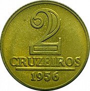 Brazil 2 Cruzeiros National Arms 1956 KM# 568 2 CRUZEIROS 1956 coin reverse Brazil 2 Cruzeiros National Arms 1956 KM# 568 2 CRUZEIROS 1956 coin reverse