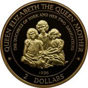 Cook Islands 2 Dollars (The Duchess of York and her Daughters) QUEEN ELIZABETH THE QUEEN MOTHER THE DUCHESS OF YORK AND HER TWO DAUGHTERS 1936 2 DOLLARS coin reverse Cook Islands 2 Dollars (The Duchess of York and her Daughters) QUEEN ELIZABETH THE QUEEN MOTHER THE DUCHESS OF YORK AND HER TWO DAUGHTERS 1936 2 DOLLARS coin reverse