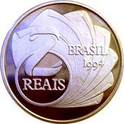 Brazil 2 Reais 300 Years of the Brazilian Mint 1994 Proof KM# 637 BRASIL 1994 2 REAIS coin obverse Brazil 2 Reais 300 Years of the Brazilian Mint 1994 Proof KM# 637 BRASIL 1994 2 REAIS coin obverse