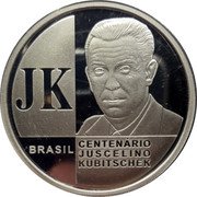 Brazil 2 Reais 100th Anniversary of the Birth of Juscelino Kubitschek 2002 Proof KM# 658 JK BRASIL CENTENÁRIO JUSCELINO KUBITSCHEK coin obverse Brazil 2 Reais 100th Anniversary of the Birth of Juscelino Kubitschek 2002 Proof KM# 658 JK BRASIL CENTENÁRIO JUSCELINO KUBITSCHEK coin obverse