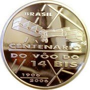 Brazil 2 Reais 100th Anniversary of the Flight of 14 Bis 2006 Proof KM# 671 BRASIL CENTENÁRIO DO VÔO DO 14 BIS 1906 2006 coin obverse Brazil 2 Reais 100th Anniversary of the Flight of 14 Bis 2006 Proof KM# 671 BRASIL CENTENÁRIO DO VÔO DO 14 BIS 1906 2006 coin obverse