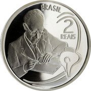Brazil 2 Reais 100th Anniversary of the Birth of Carlos Drummond de Andrade ND (2002) Proof KM# 657 BRASIL 2 REAIS coin obverse Brazil 2 Reais 100th Anniversary of the Birth of Carlos Drummond de Andrade ND (2002) Proof KM# 657 BRASIL 2 REAIS coin obverse