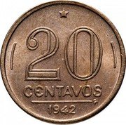 Brazil 20 Centavos Getulio Vargas 1942 KM# 556 20 CENTAVOS 1942 coin reverse Brazil 20 Centavos Getulio Vargas 1942 KM# 556 20 CENTAVOS 1942 coin reverse