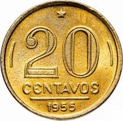 Brazil 20 Centavos Rui Barbosa 1955 KM# 562 20 CENTAVOS 1955 coin reverse Brazil 20 Centavos Rui Barbosa 1955 KM# 562 20 CENTAVOS 1955 coin reverse