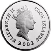 Cook Islands 20 Cents (Dolphins) RDM ELIZABETH II COOK ISLANDS 2002 coin obverse