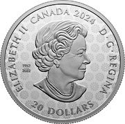 Canada 20 Dollars Celebrating Canada’s Diversity. Transcendence and Tranquility 2024 CANADA 2024 ELIZABETH II D G REGINA 20 DOLLARS 1952 2022 SB coin obverse