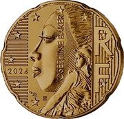 France 20 Euro Cent (Josephine Baker) KM# 3324 JOSEPHINE BAKER RF 2024 coin obverse France 20 Euro Cent (Josephine Baker) KM# 3324 JOSEPHINE BAKER RF 2024 coin obverse