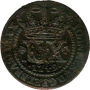 Brazil 20 Reis Joao V 1749 KM# 143.5 IOANNES V D G P ET BRASIL REX XX 1749 coin obverse Brazil 20 Reis Joao V 1749 KM# 143.5 IOANNES V D G P ET BRASIL REX XX 1749 coin obverse