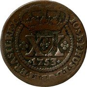 Brazil 20 Reis Jose I 1753 KM# 175.1 IOSEPHUS I D G P ET BRASIL REX XX 1753 coin obverse Brazil 20 Reis Jose I 1753 KM# 175.1 IOSEPHUS I D G P ET BRASIL REX XX 1753 coin obverse