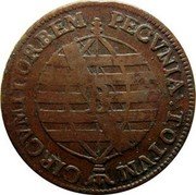 Brazil 20 Reis Jose I 1761 B KM# 166.2 CIRCVMIT. ORBEM PECVNIA. TOTVM B coin reverse