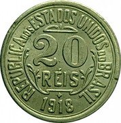 Brazil 20 Reis Liberty. Republic 1918 KM# 516.2 REPUBLICA DOS ESTADOS UNIDOS DO BRASIL 20 RÉIS 1935 coin obverse Brazil 20 Reis Liberty. Republic 1918 KM# 516.2 REPUBLICA DOS ESTADOS UNIDOS DO BRASIL 20 RÉIS 1935 coin obverse
