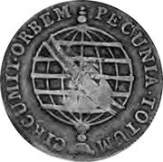 Brazil 20 Reis Maria I Countermarked Coin ND (1809) KM# 274 PECUNIA TOTUM CIRCUMIT ORBEM coin reverse Brazil 20 Reis Maria I Countermarked Coin ND (1809) KM# 274 PECUNIA TOTUM CIRCUMIT ORBEM coin reverse