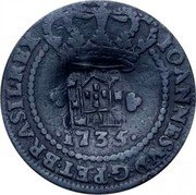 Brazil 20 Reis Joao Countermarked Coin ND (1809) Host Date 1735 KM# 268.3 IOANNES V D G P ET BRASIL REX 1735 coin obverse Brazil 20 Reis Joao Countermarked Coin ND (1809) Host Date 1735 KM# 268.3 IOANNES V D G P ET BRASIL REX 1735 coin obverse