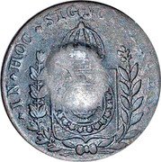 Brazil 20 Reis Pedro II Countermarked Coin ND (1835) R Host Date 1832 KM# 437 IN HOC SIGNO VINCES coin reverse Brazil 20 Reis Pedro II Countermarked Coin ND (1835) R Host Date 1832 KM# 437 IN HOC SIGNO VINCES coin reverse