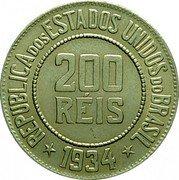 Brazil 200 Reis Liberty. Republic 1934 KM# 519 REPUBLICA DOS ESTADOS UNIDOS DO BRASIL 200 RÉIS 1918 coin obverse Brazil 200 Reis Liberty. Republic 1934 KM# 519 REPUBLICA DOS ESTADOS UNIDOS DO BRASIL 200 RÉIS 1918 coin obverse