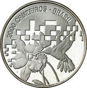 Brazil 2000 Cruzeiros UN Conference on Environment and Development 1992 Proof KM# 622 2000 CRUZEIROS BRASIL coin obverse Brazil 2000 Cruzeiros UN Conference on Environment and Development 1992 Proof KM# 622 2000 CRUZEIROS BRASIL coin obverse